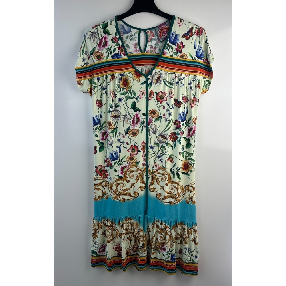 Johnny Was Felix Trapeze Midi Dress Floral Medium SS V-Neck Stretch Bamboo Blend - Picture 16 of 16